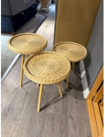 Özel bambu ipliğinden rattan camlı sehpa