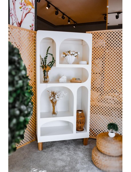 Beyaz Lake Boya Kemerli Niş Kitaplık