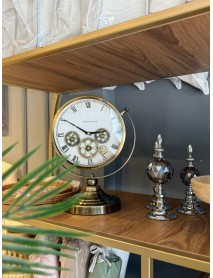 Eskitme Gold Metal Çarklı Masa Saati