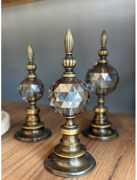 Eskitme Gold Kristal Detaylı Dekoratif Obje